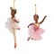 6.5" African American Ballerina Ornaments – Set of 2 Assorted Elegant Christmas Decorations